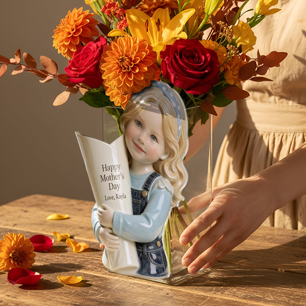 Flower Bouquet Vase - Perfect Mother's Day Gift - Personalized Kid Acrylic Flower Vase