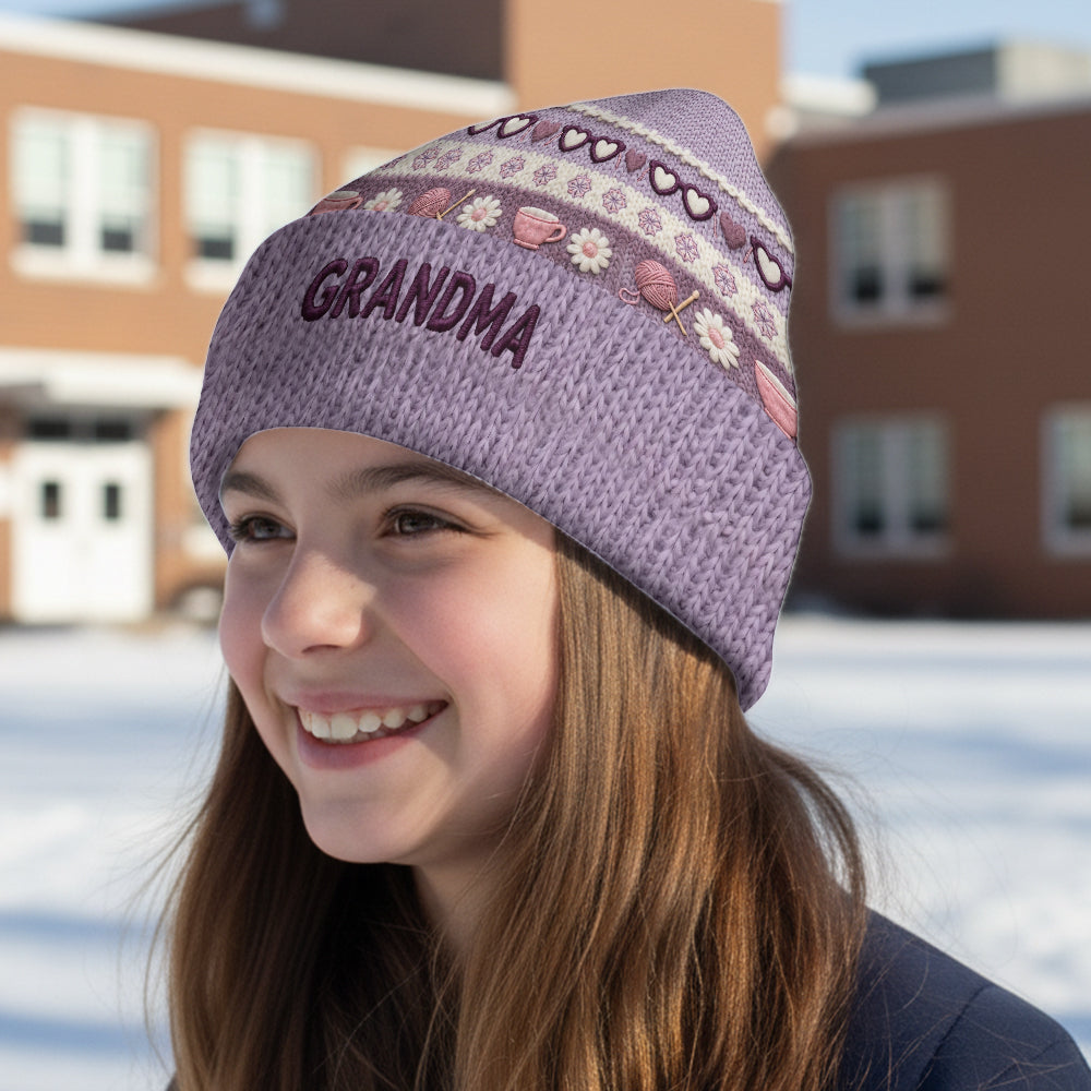 Grandma Mom - Personalized Grandma Beanie Hat