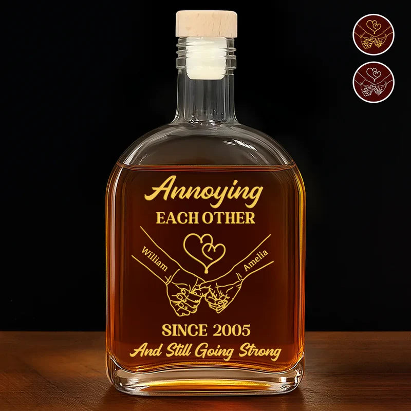 Personalized Glass Spirits Decanter for Couples – Funny 'Annoying Each Other' Design, Romantic Keepsake & Unique Gift