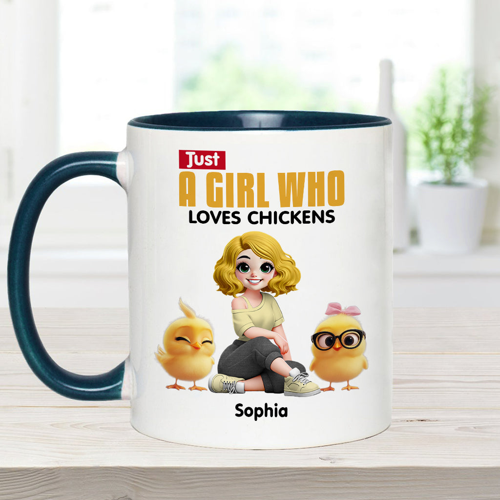 Just A Girl Who Loves Chickens - Personalized Chicken Accent Mug