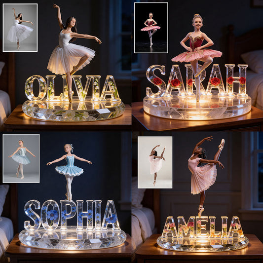 Ballerina & Floral - Personalized Ballet Acrylic LED Night Light
