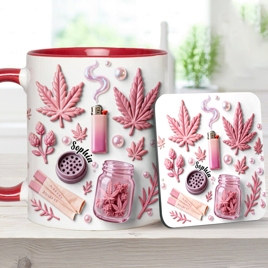 Green Magic Leaf - Personalized Weed Accent Mug & Coaster