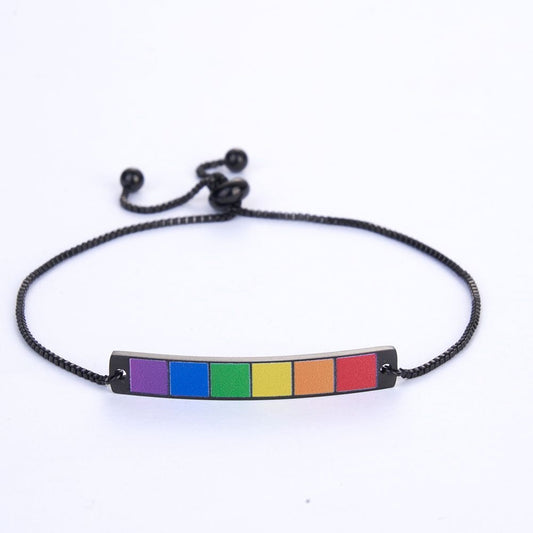 Any Text - Personalized LGBT Support Engraved Rainbow Bracelet