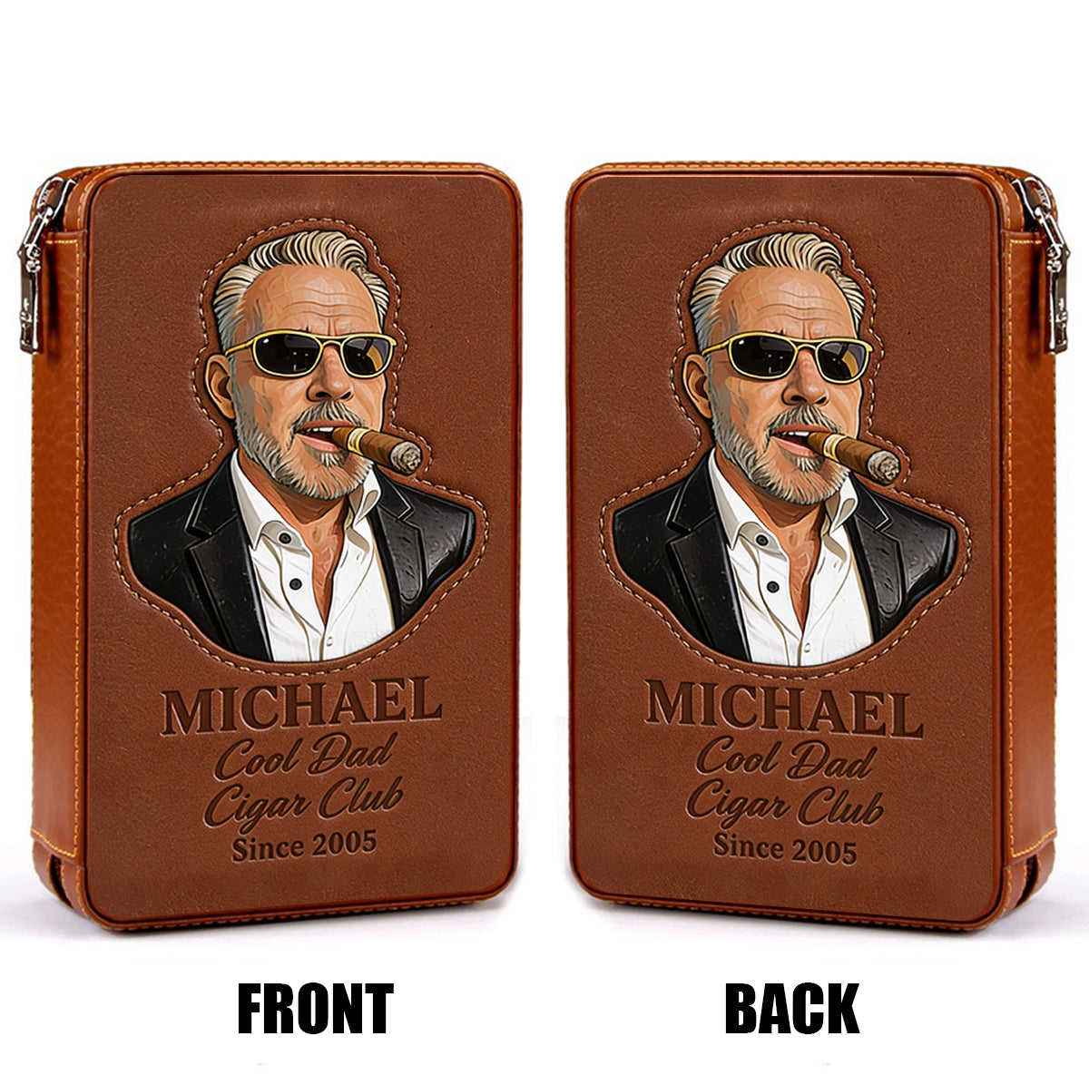Dad Loves Cigars - Personalized Father Travel Cigar Humidor Case