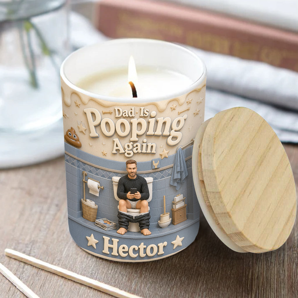 Custom Any Photo - Personalized Father Candle With Wooden Lid