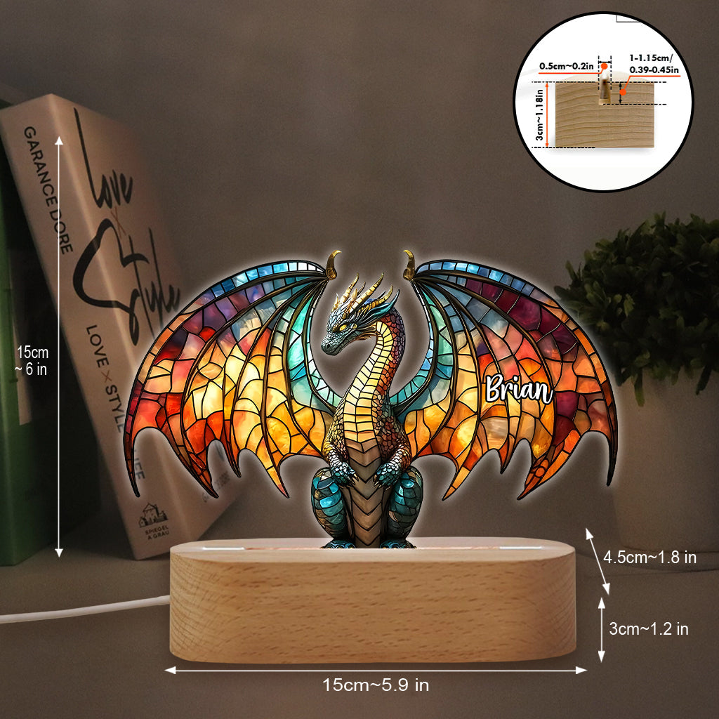 Colorful Dragon - Personalized Dragon Shaped Plaque Light Base