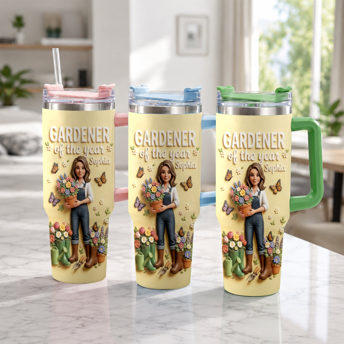 Gardener Of The Year - Personalized Gardening Tumbler With Plush Charm