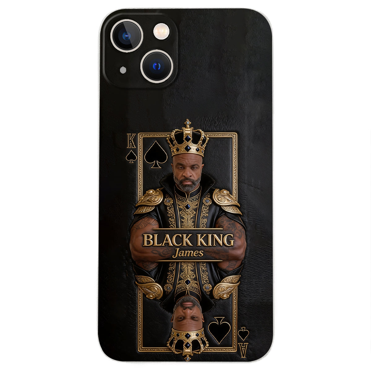 Black King - Personalized African American 3D Embossed Leather Phone Case