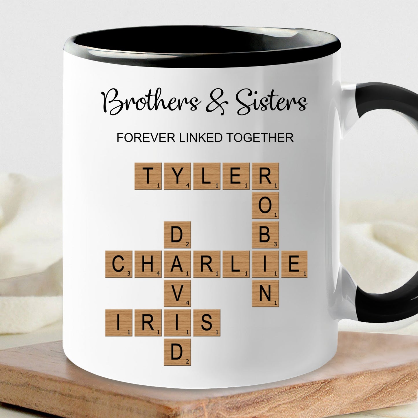 Brothers & Sisters Forever Linked Mug - Custom Gift for Birthdays and Holidays