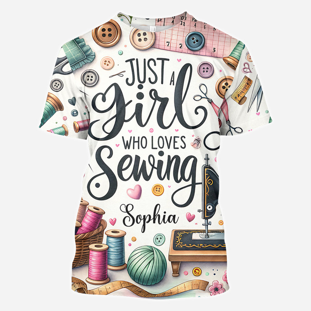 Just A Girl Who Loves Sewing - Personalized Sewing All Over Shirt