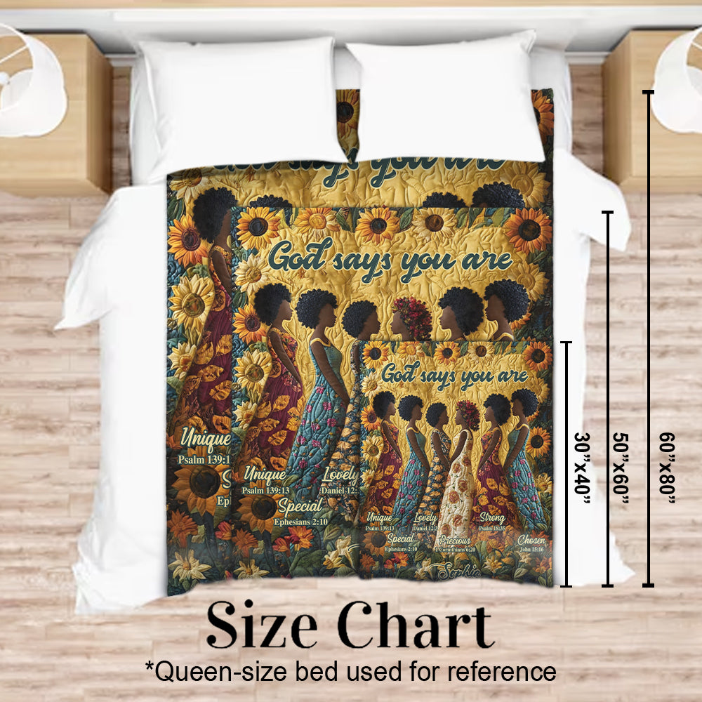 God Says You Are - Personalized African American Blanket