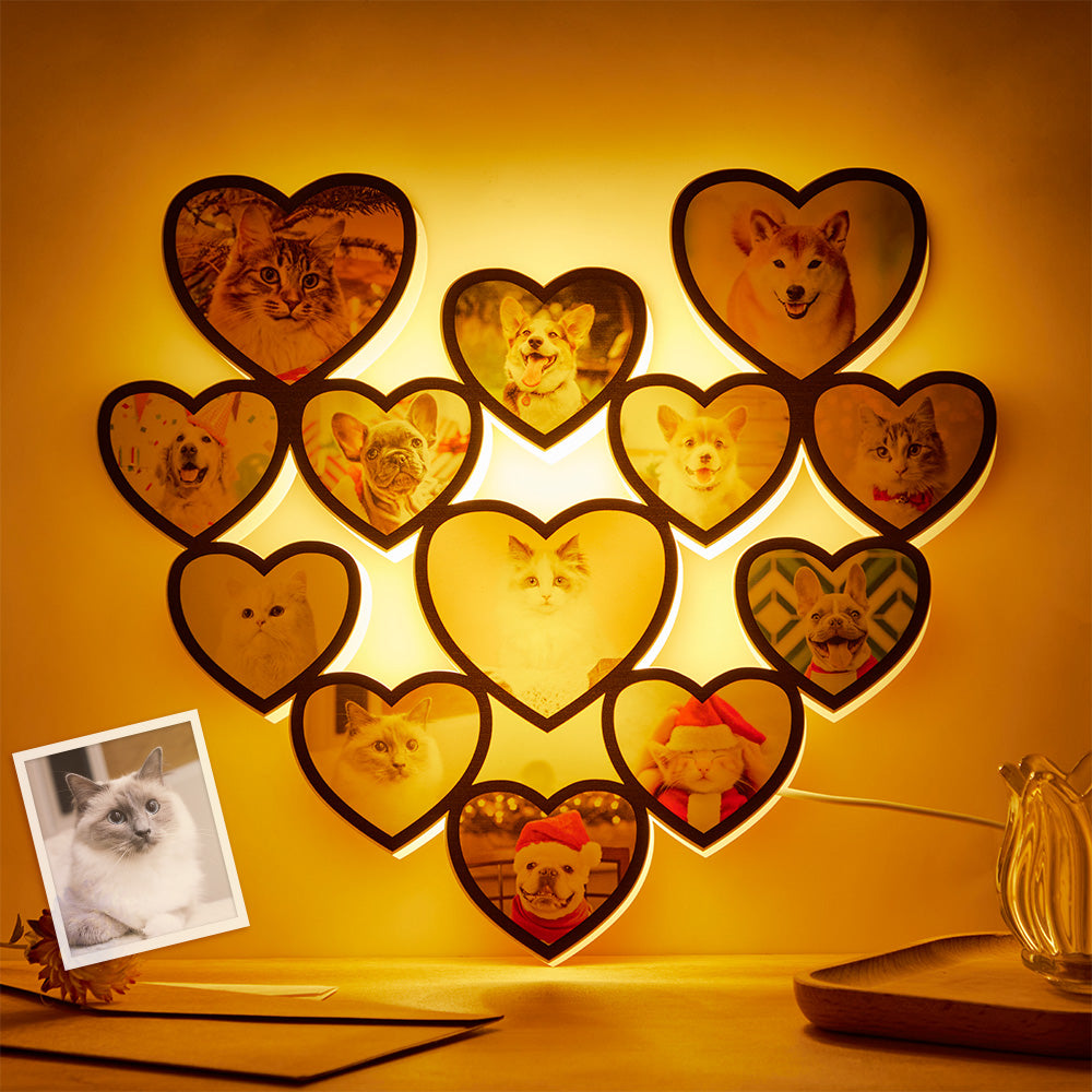 Any Photos - Personalized Cat Photo Love Heart Lamp