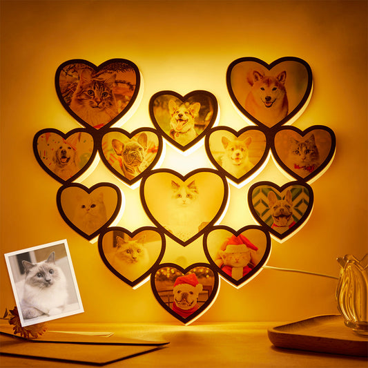 Any Photos - Personalized Cat Photo Love Heart Lamp