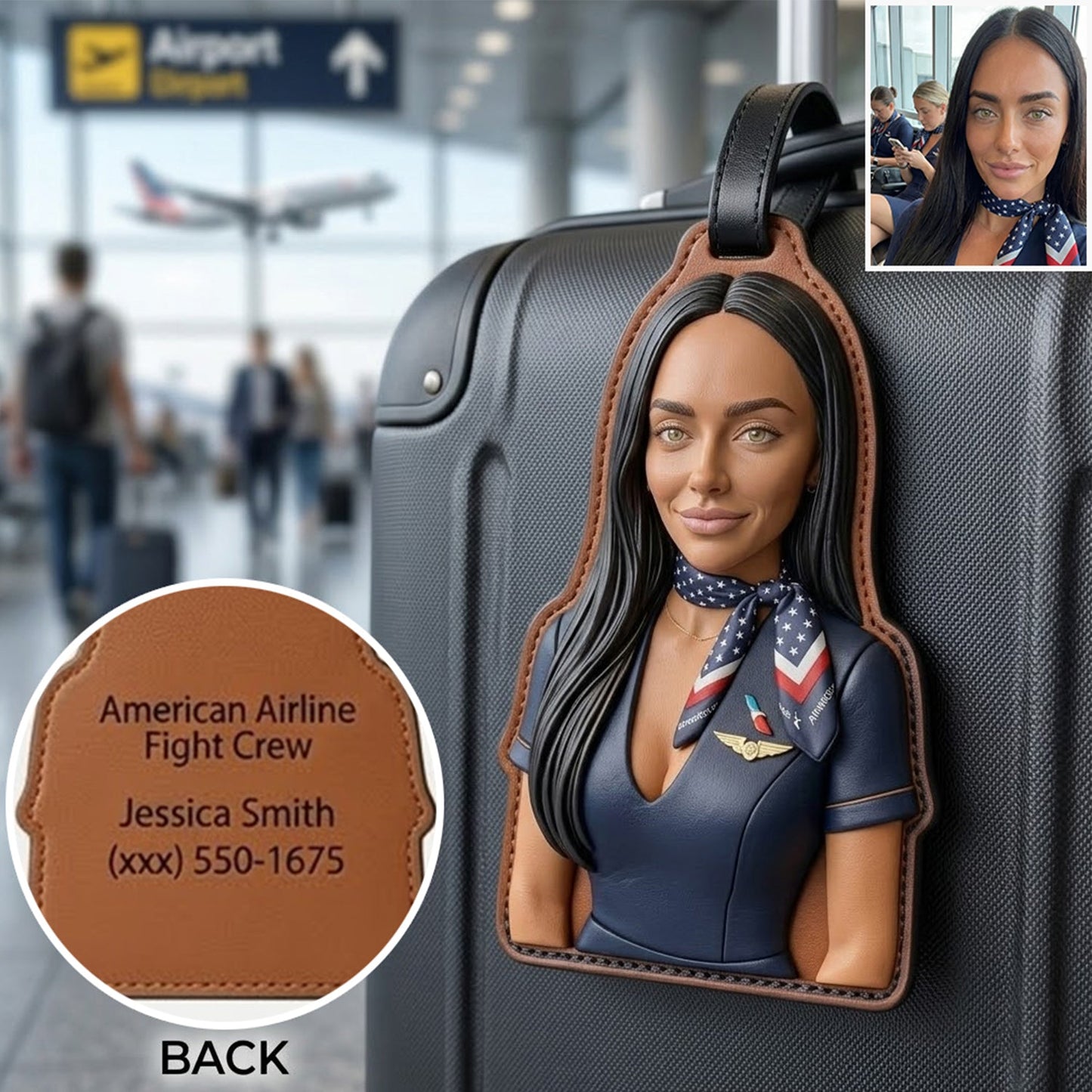 Fly Attendant Custom Luggage Tag - Personalized Fly attendant Luggage Tag