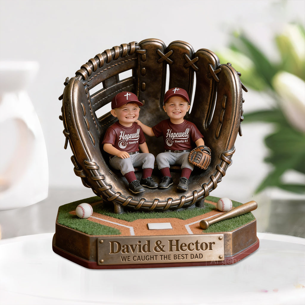 Custom Any Photo The Best Dad/Grandpa - Personalized Baseball Custom Shaped Acrylic Plaque