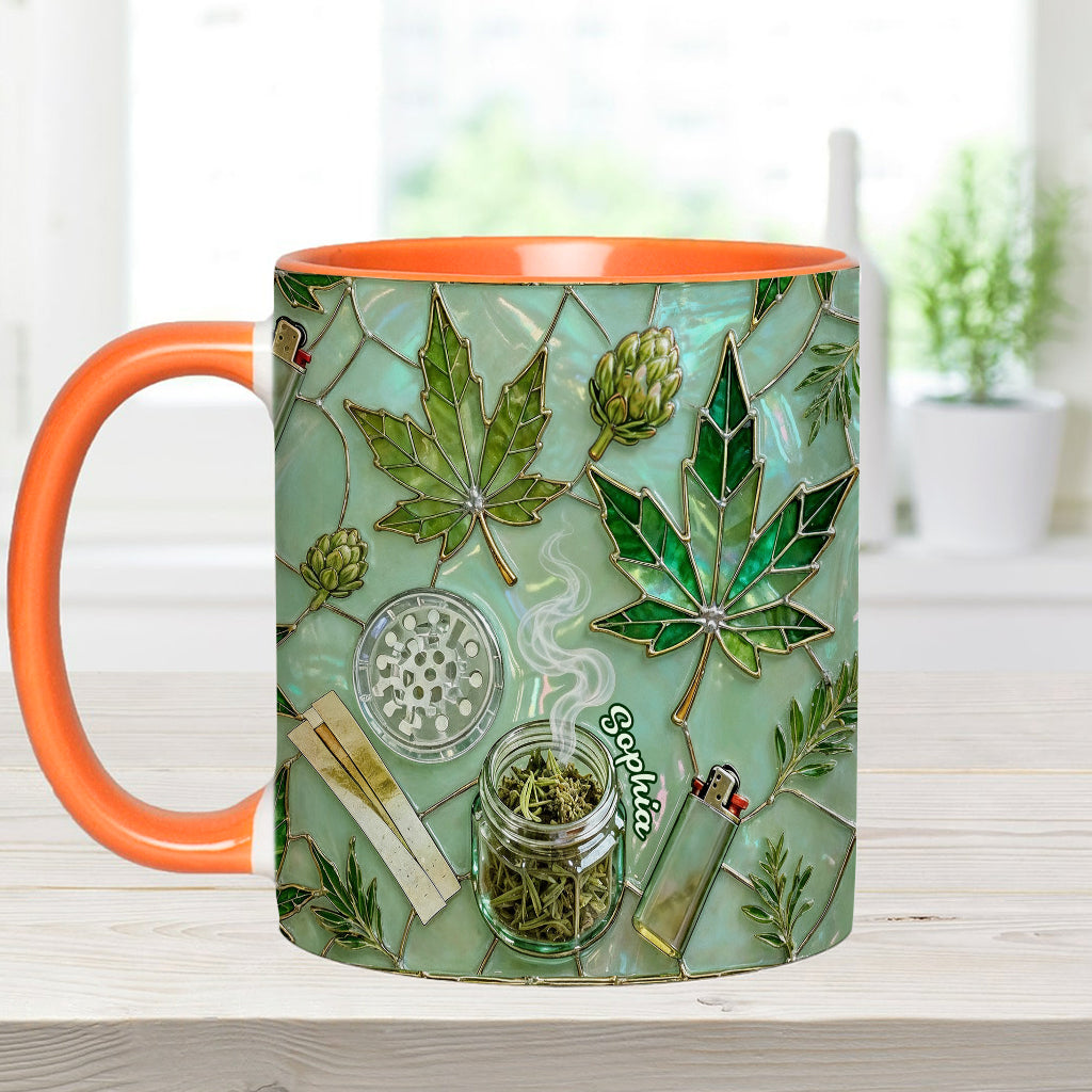 Green Magic Leaf - Personalized Weed Accent Mug & Coaster