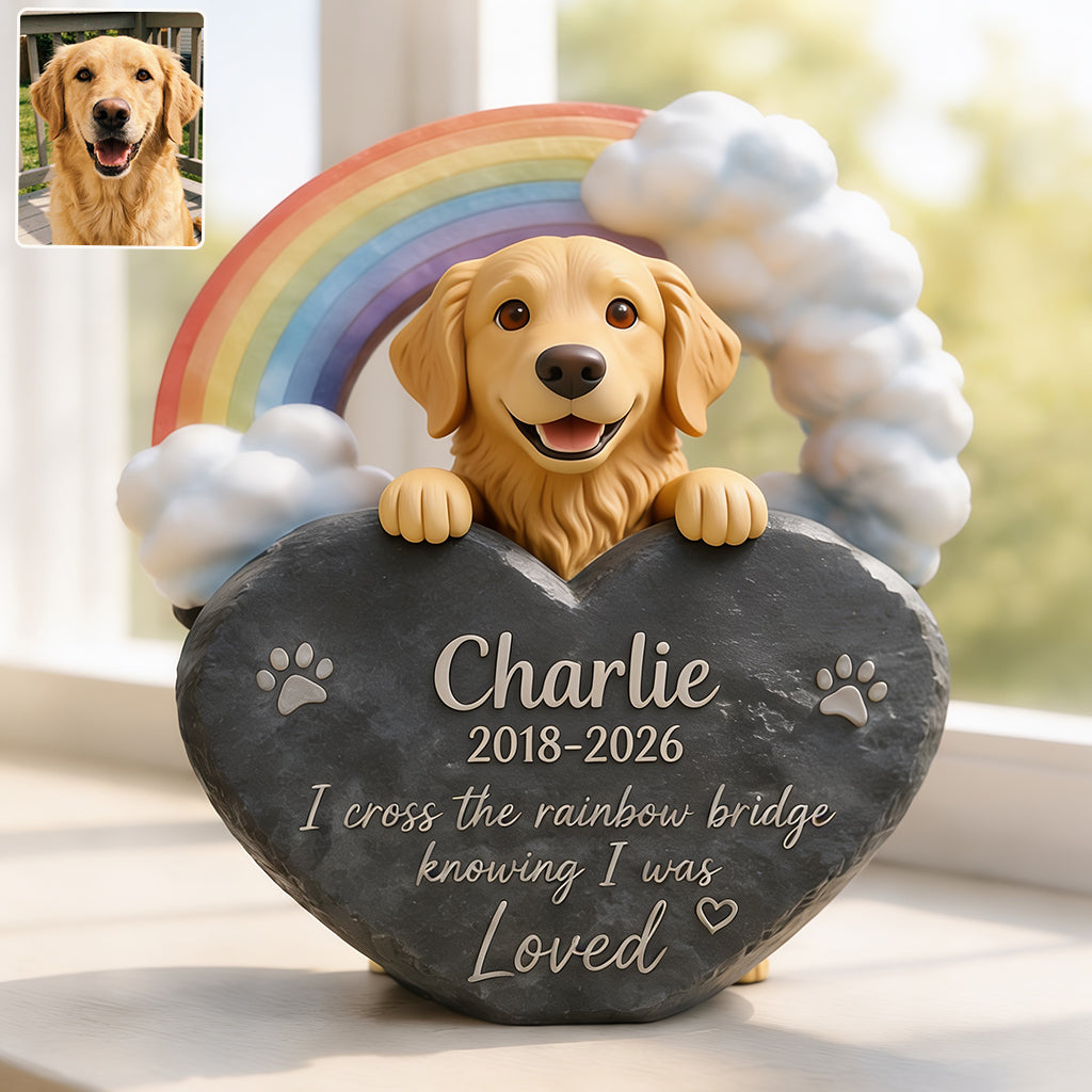 Cross The Rainbow Bridge - Personalized Dog Custom Shaped Acrylic Plaque