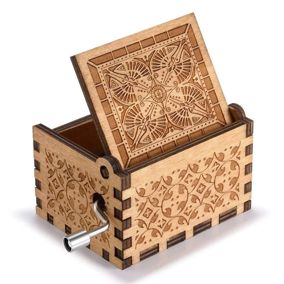 First Mom Now Grandma Any Name & Number Of Kids With Personalized Birth Flowers - Personalized Grandma Hand Crank Music Box