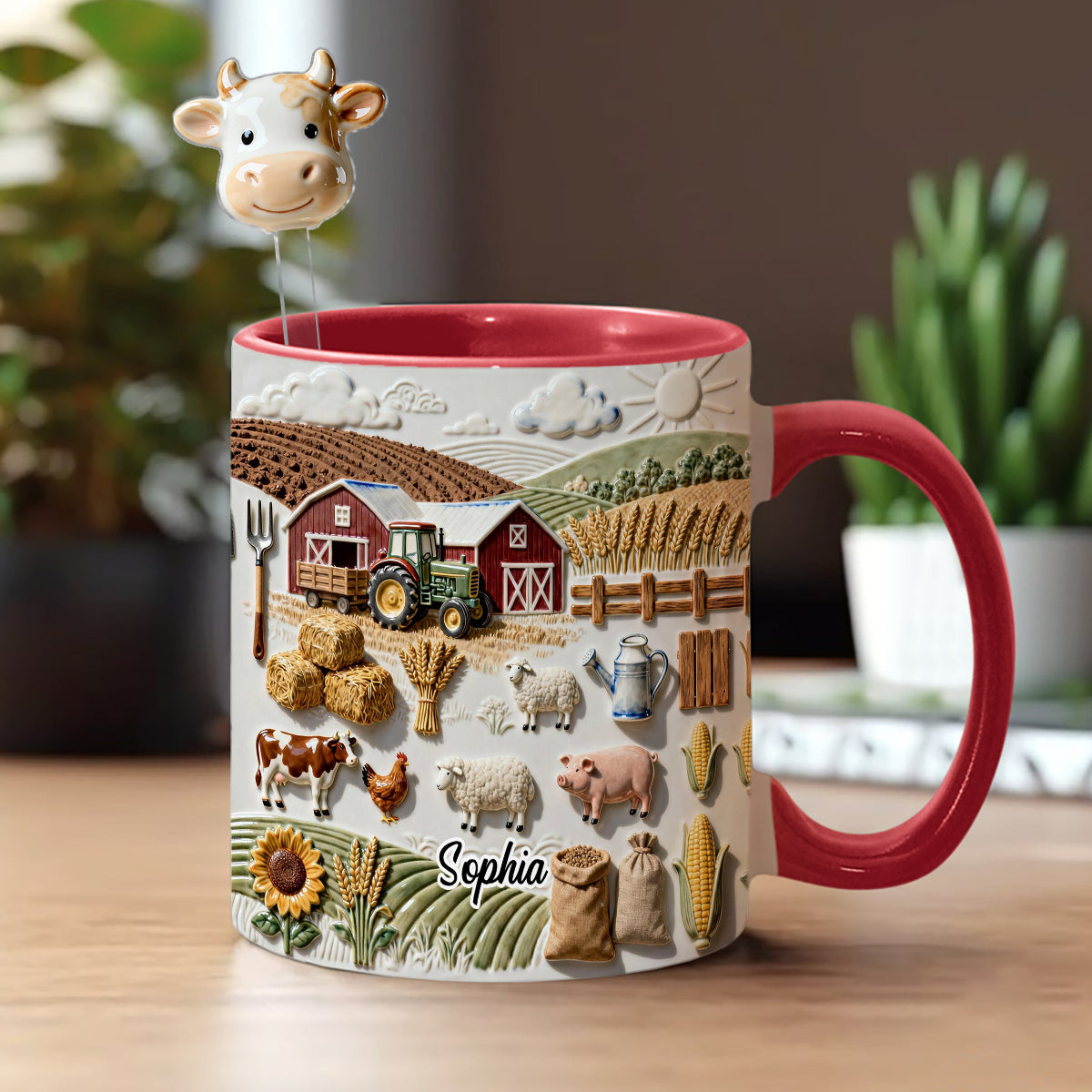 Farm Life - Personalized Farmer Set Accent Mug with Acrylic Stirres