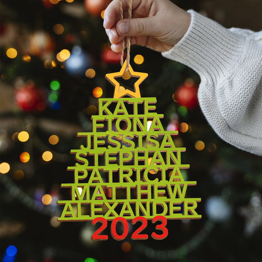 Any Name Christmas Tree - Personalized Family Any Name Christmas Tree Ornament