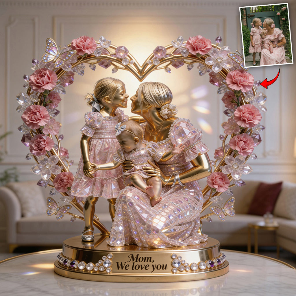 Flower Heart - Personalized Mother Custom Shaped Acrylic Plaque