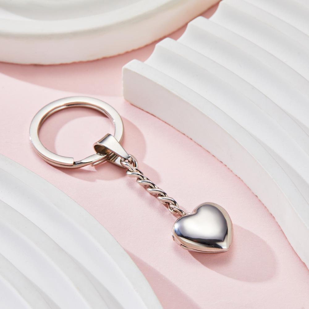 Heart Locket - Personalized Couple Heart Shape Locket Keychain
