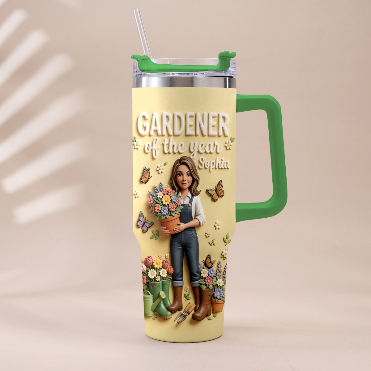 Gardener Of The Year - Personalized Gardening Tumbler With Plush Charm