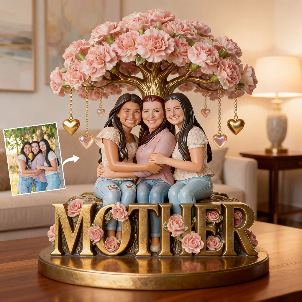 Custom Any Photo Birth Flower Gift For Mom, Grandma - Personalized Mother Custom Shaped Acrylic Plaque