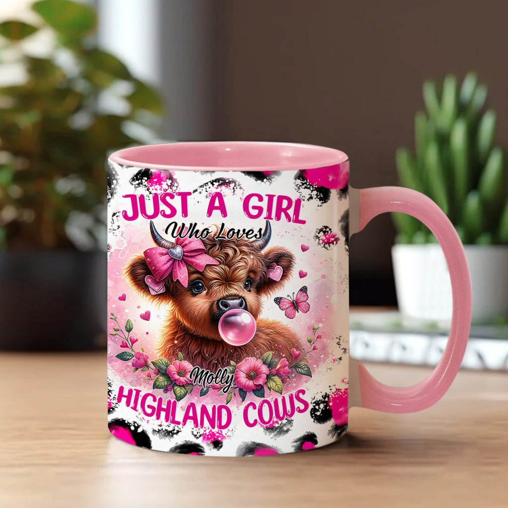 Cute Pink Highland Cow - Personalized Accent Mug