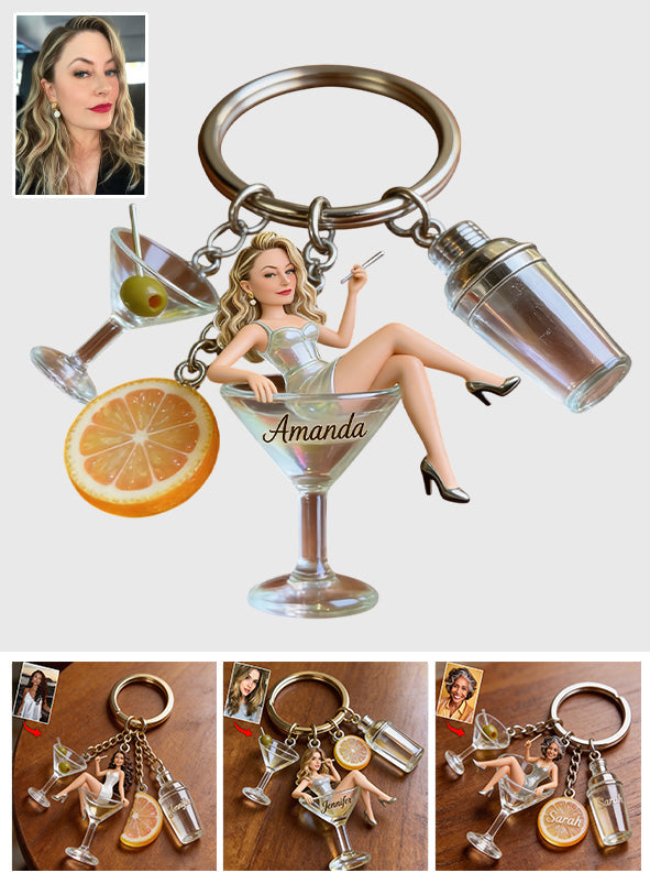 Custom Any Photo - Personalized Cocktail Keychain With Charms