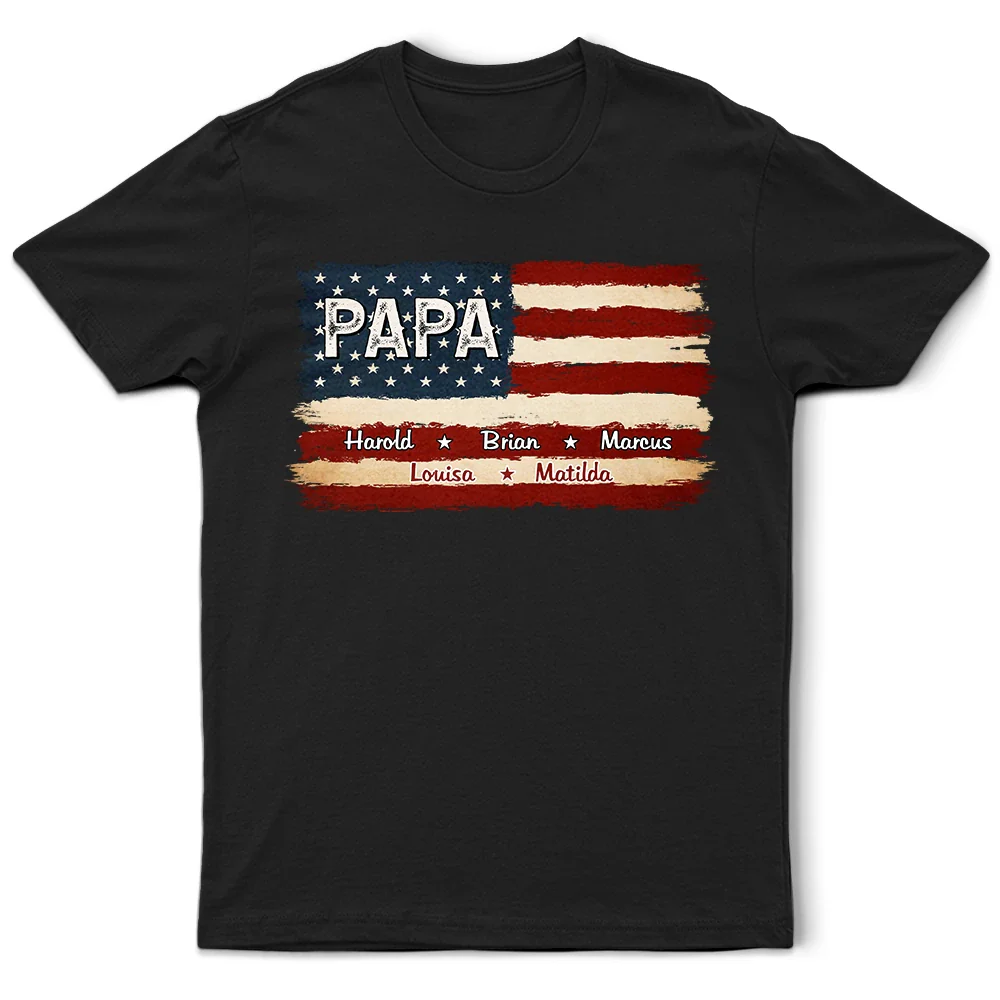 Men's USA Flag T-Shirt with Kids' Names - Personalized Gift