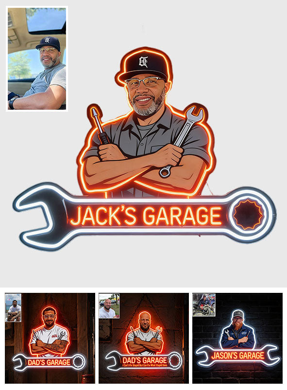 Gift For Him, Father's Day Gift - Personalized Garage LED Light Acrylic Sign