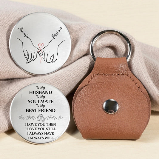 Pocket Hug for Husband Soulmate Best Friend - Personalized Love Token with Hand Holding Sketch, Sweet Everyday Gift