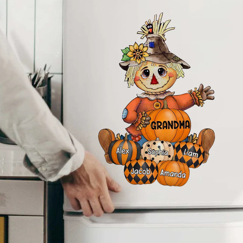 Fall Seasons Pumpkin Personalized Sticker, Car Decal, Window Sticker,Pillow, Keychain, Ornament, and Sign - Perfect Gift for Grandma and Mom