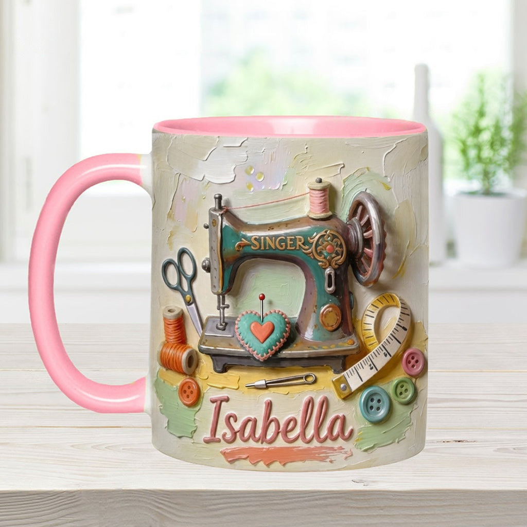 Just a Girl Who Loves Sewing - Personalized Sewing Accent Mug & Coaster