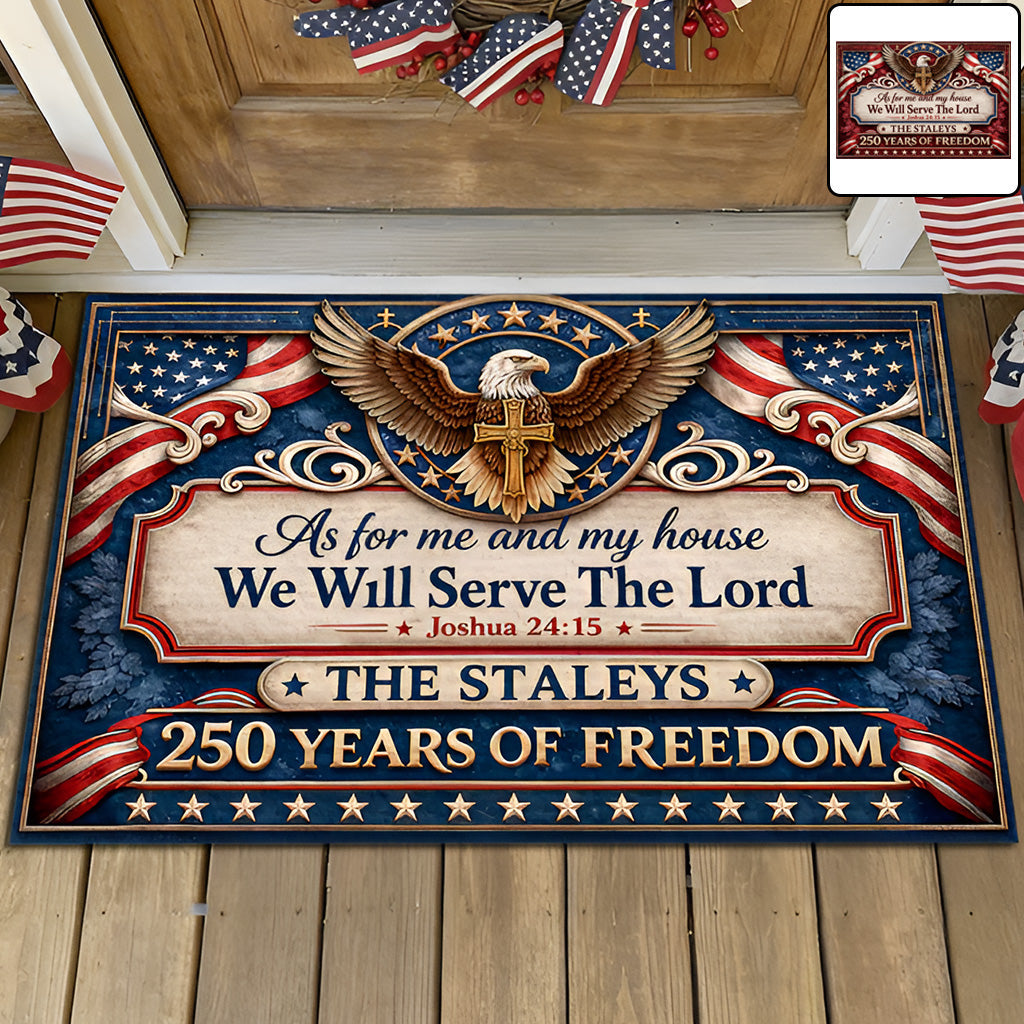 As For Me And My House We Will Serve The Lord - Personalized Doormat