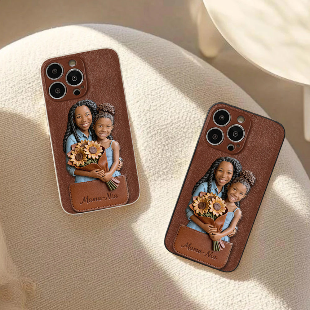 I Love You - Personalized Mother 3D Embossed Leather Phone Case