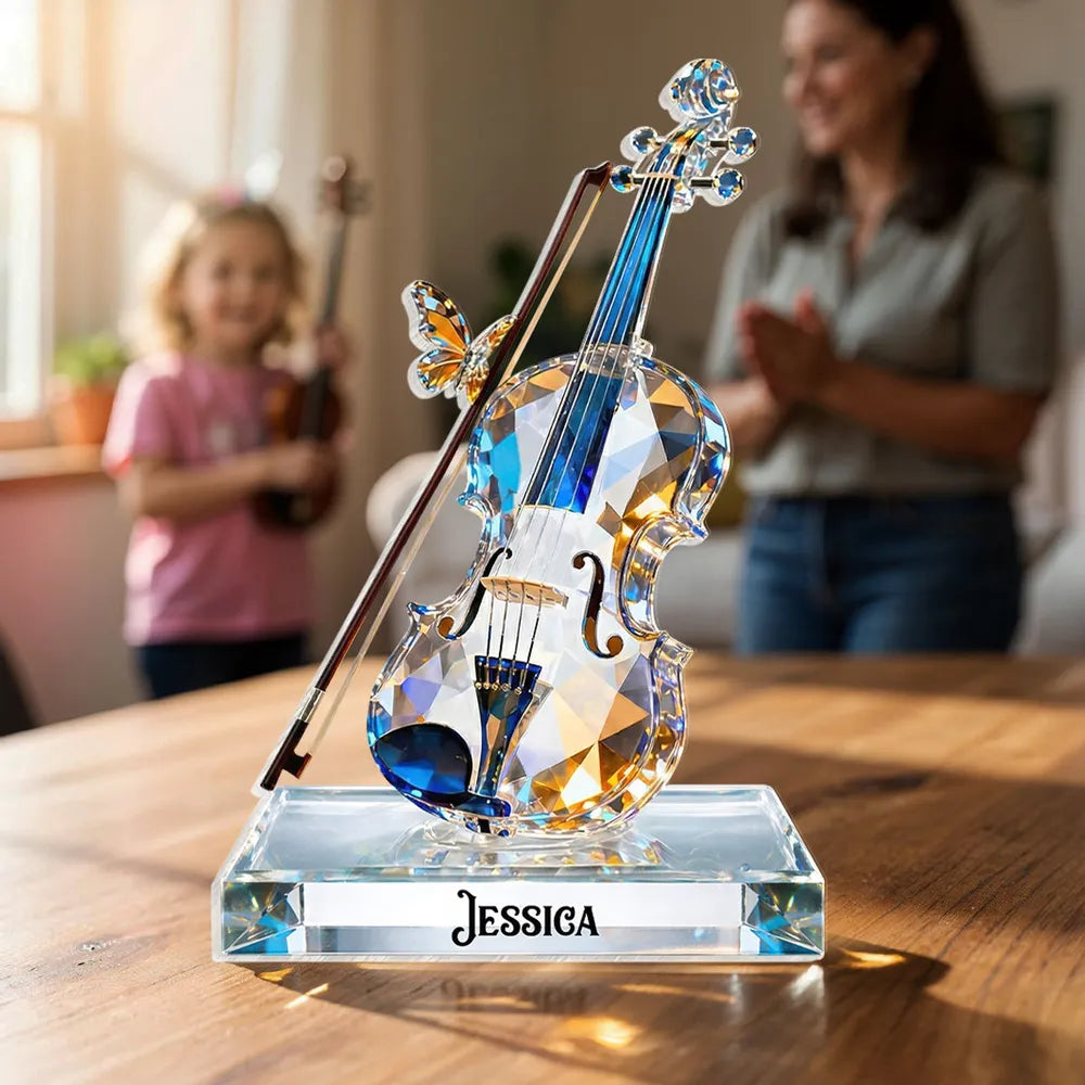 Violin Crystal-Style Shaped Acrylic Block Plaque, Personalized Music Memory Home Accent, Thoughtful Gift For Friend Or Musician