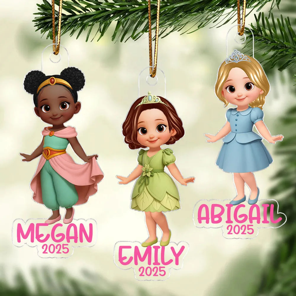 Cute Girl Themed Acrylic Ornament – Customizable Christmas Decoration for Kids