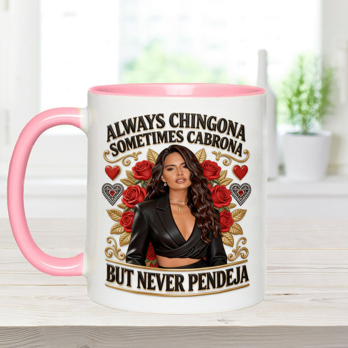 Latina Vibes, Always Chingona - Personalized Latina Women Set Accent Mug with Acrylic Stirrers