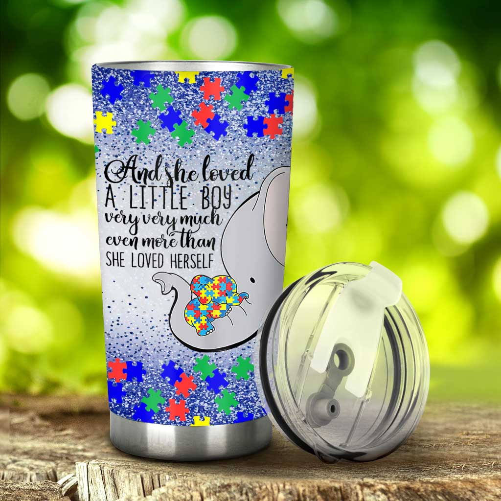 And She Loved A Little Boy Very Very Much Autism Elephant Mom - Autism Awareness Tumbler 0921