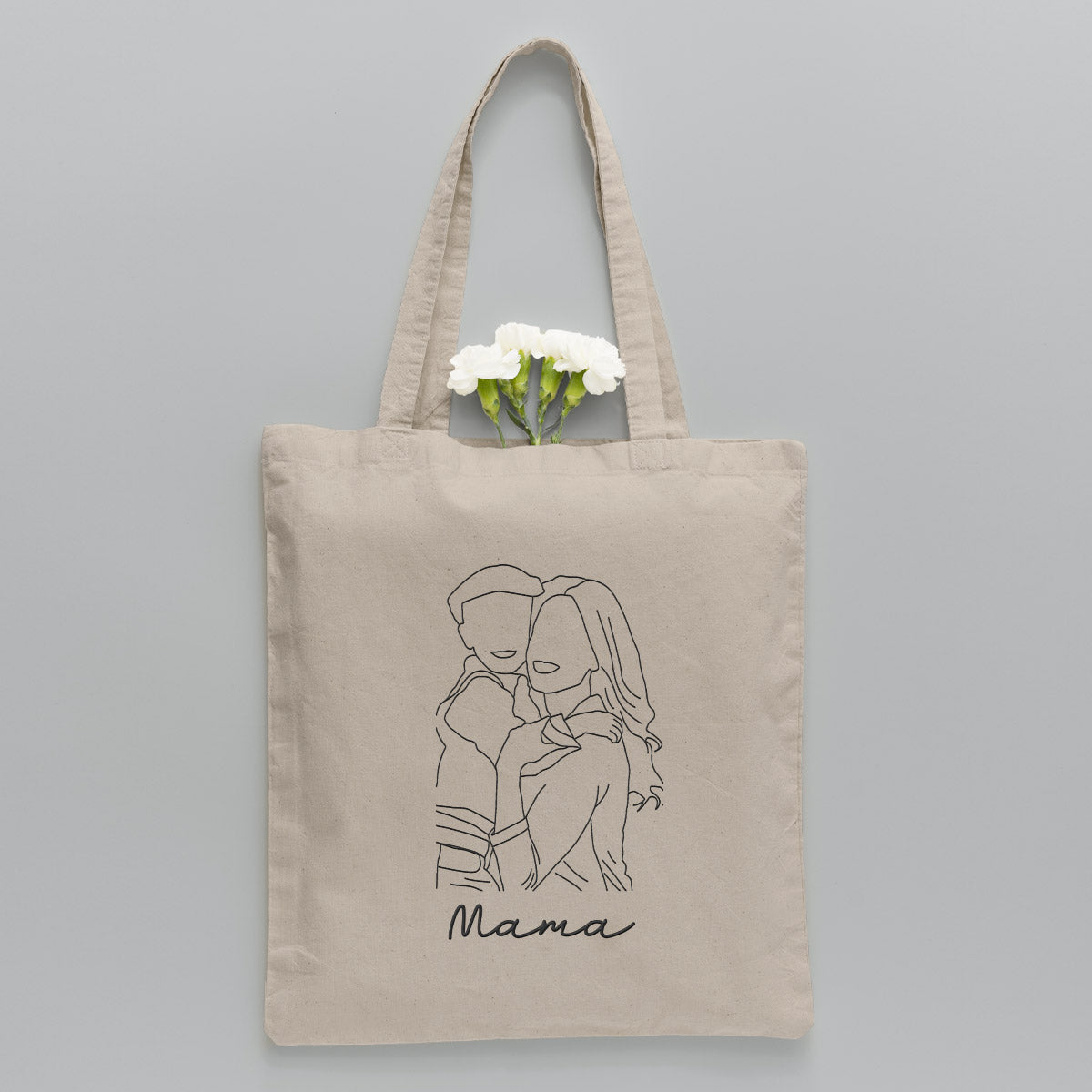Custom Photo Line Art - Personalized Step Mom Embroidered Tote Bag