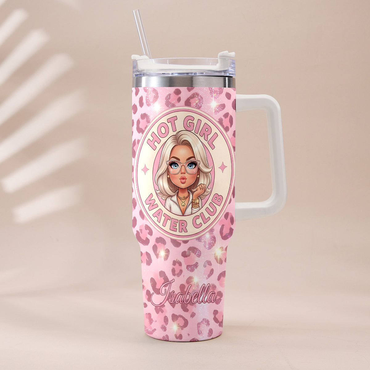 Hot Girl Water's Club, Gift for Women - Personalized Self love Tumbler With Plush Charm