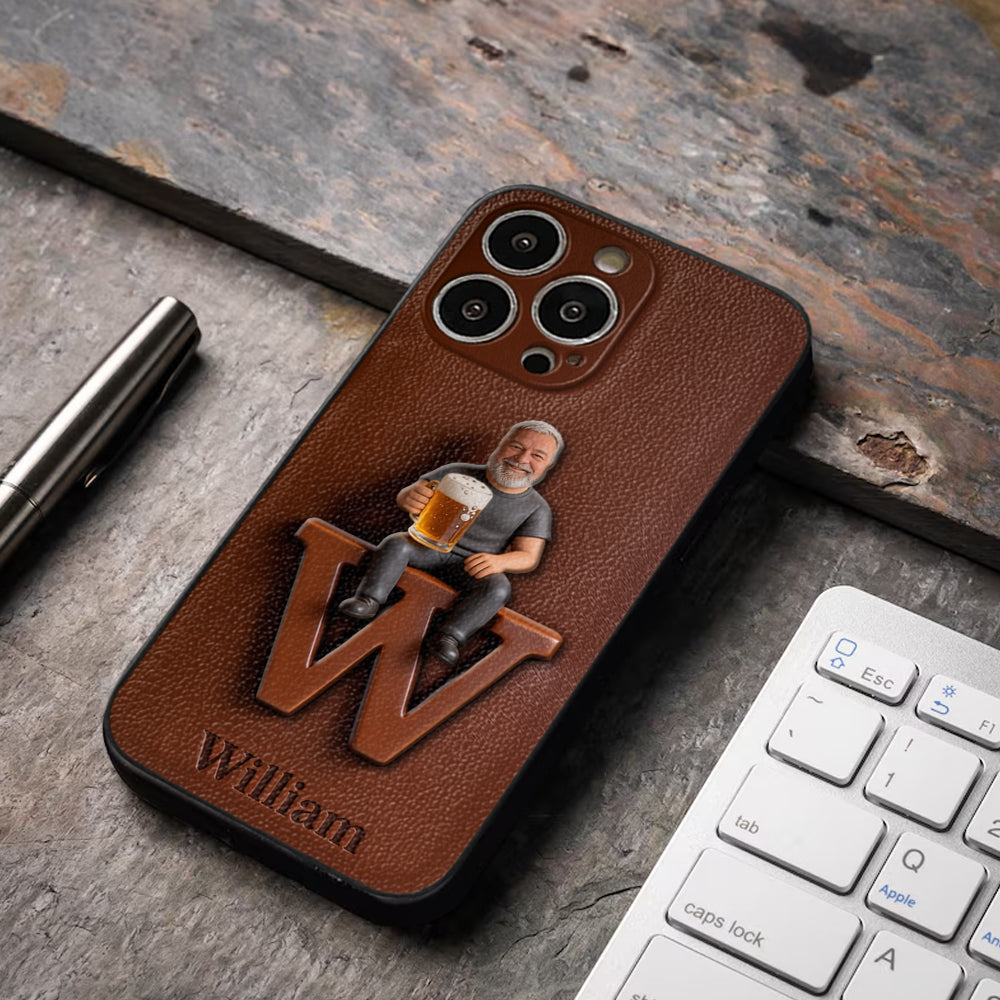 Custom Any Photo - Personalized Beer 3D Embossed Leather Phone Case
