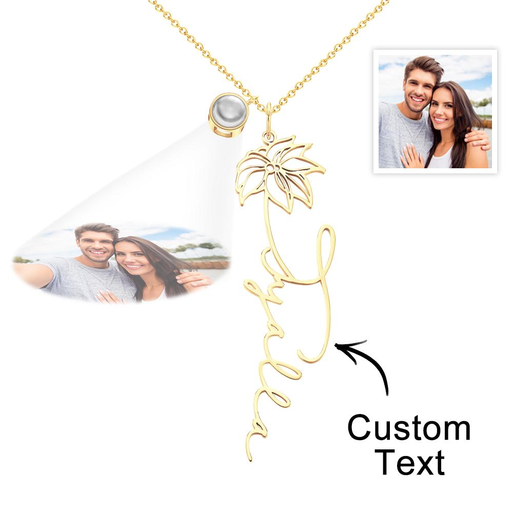 Birth Flower Photo Projection Charm - gift for anyone, who lost a loved one - Personalized Birth Flower Photo Projection Charm
