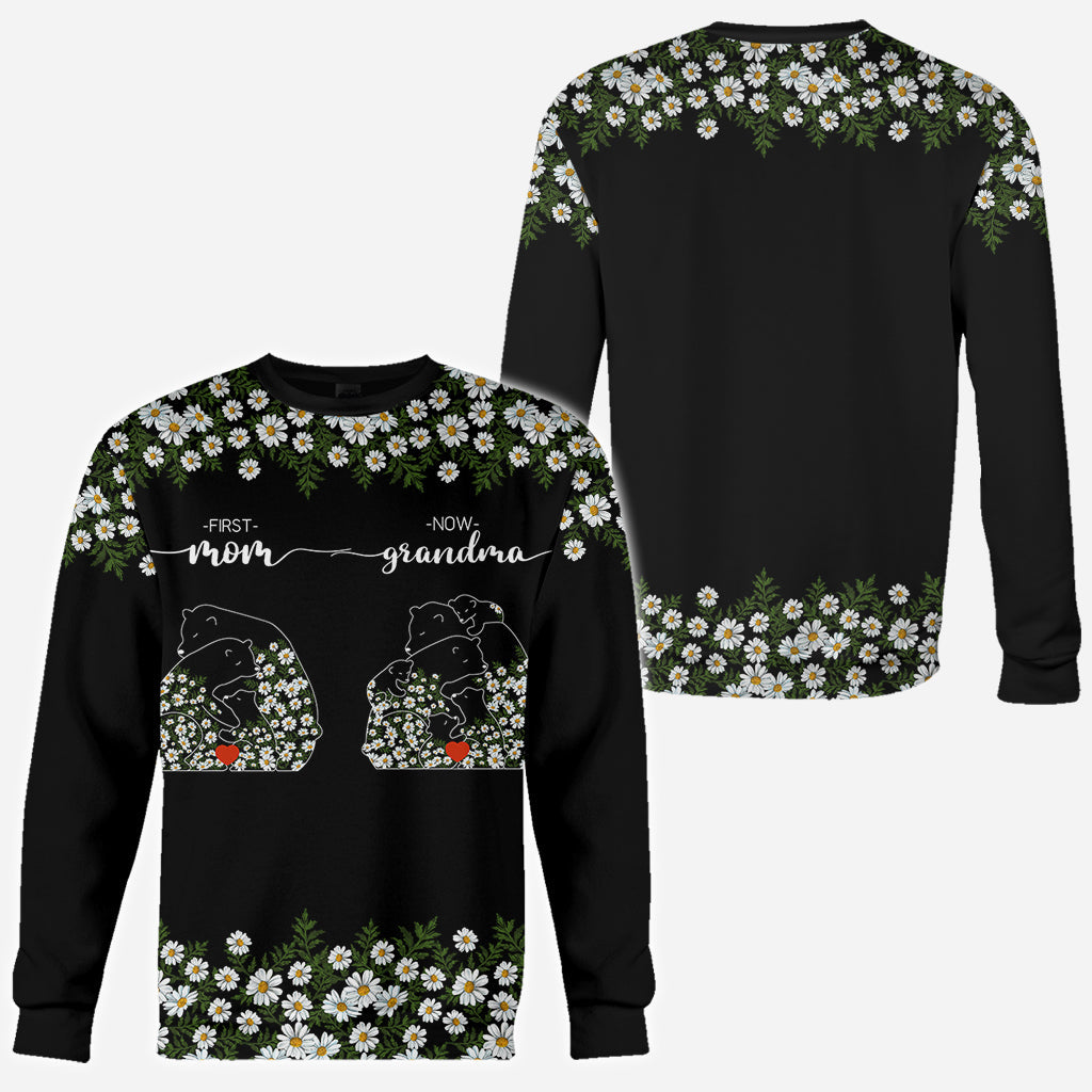 First Mom Now Grandma Bear Daisy - Personalized Grandma All Over Shirt