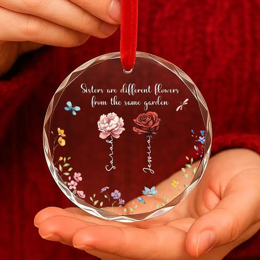 Personalized Crystal Ornament with Garden Theme, Gift for Sisters and Friends