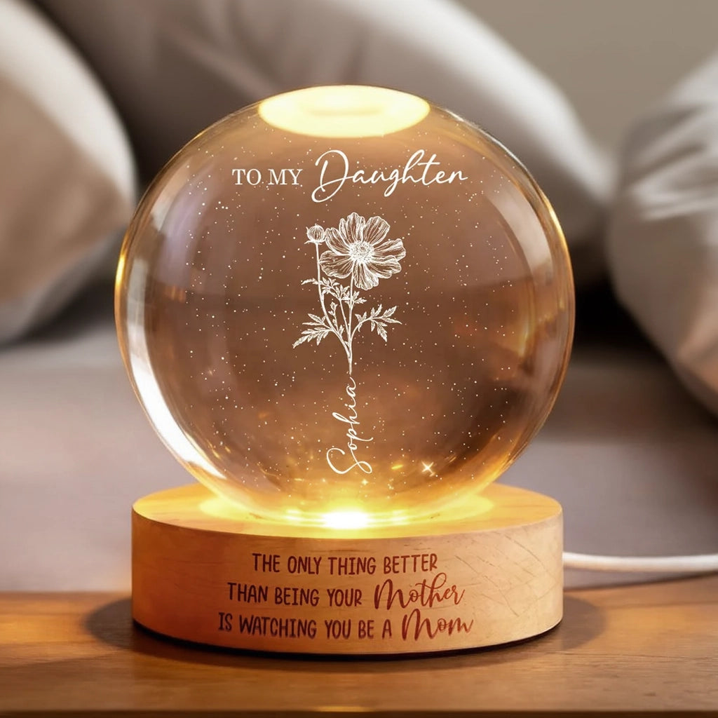 Personalized Globe Lamp for Daughter - 'Watching You Be a Mom' Warm Night Light, Unique Mother's Day Gift