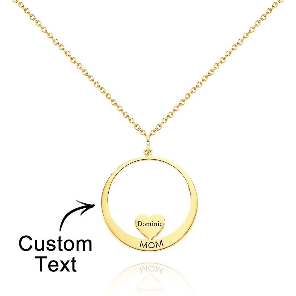Custom Engraved Circle Hearts Necklace Charm - Personalized Necklace