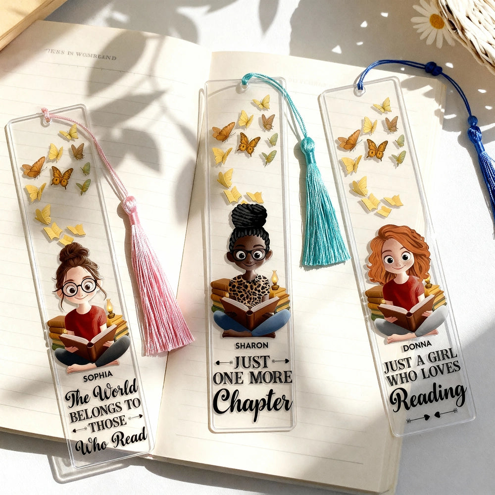 Custom Acrylic Bookmark for Readers - Cozy Book Stack Illustration, A Thoughtful Unique Gift for Best Friend or Teacher
